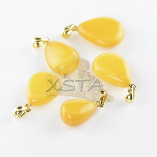 Natural teardrop amber pendant