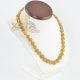 Raw amber necklace tablets green cognac