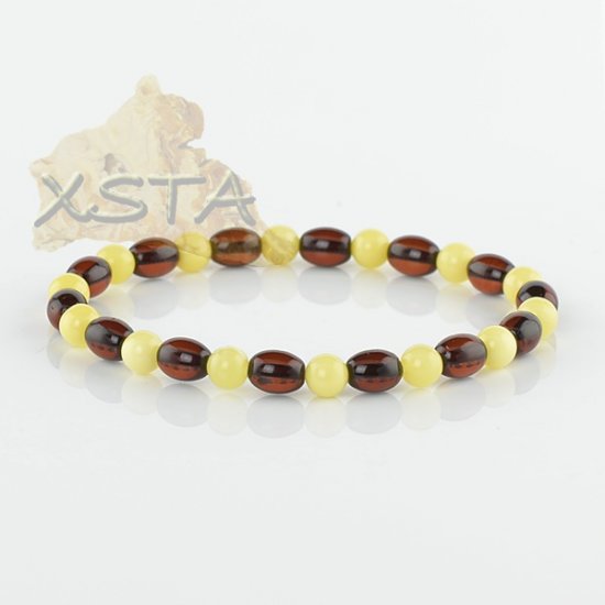 Baltic amber round tube cherry beads bracelet