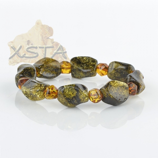 Baltic amber bracelet - green cognac color Baltic amber bracelet - green cognac color