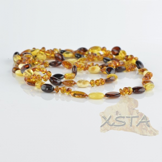 Amber necklace polished multicolour olive mix Amber necklace polished multicolour olive mix