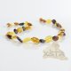 Amber necklace polished flat multicolour olive