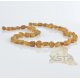 Raw amber necklace tablets green cognac
