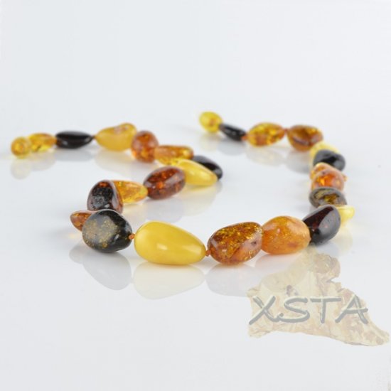 Amber necklace multicolour polished olive