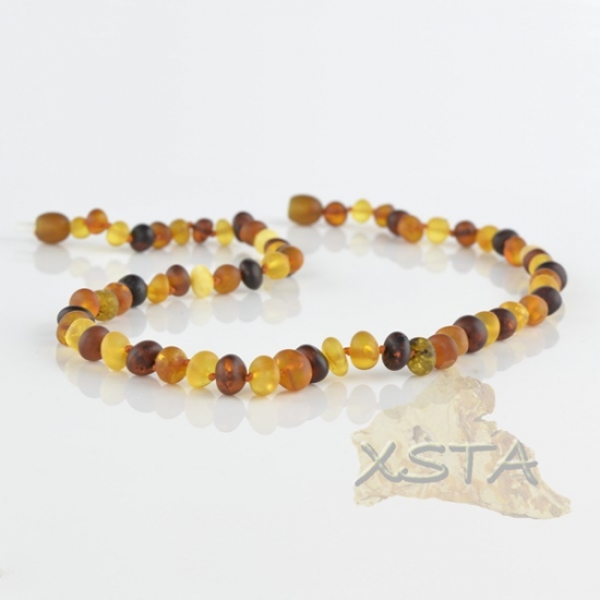 Amber necklace baroque raw multicolour Amber necklace baroque raw multicolour
