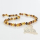 Amber necklace baroque raw multicolour Amber necklace baroque raw multicolour