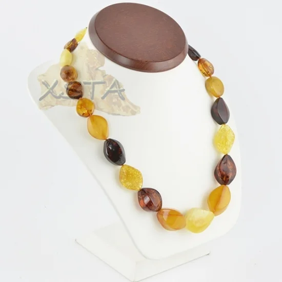 Amber necklace multicolour polished olive chunky