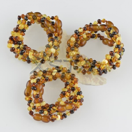 Amber teething bracelet baroque multi polished Amber teething bracelet baroque multi polished