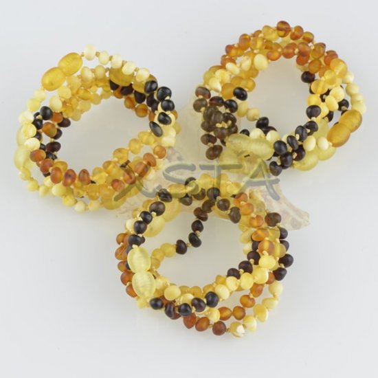 Amber teething bracelet baroque multicolour raw