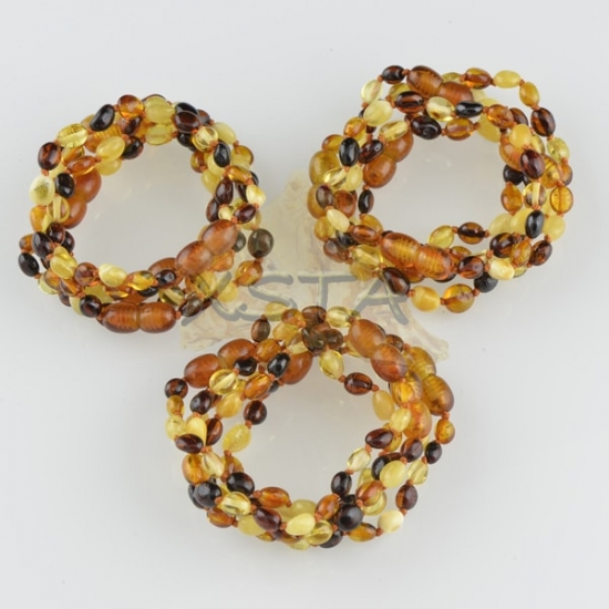Amber teething bracelet olive multicolour polished Amber teething bracelet olive multicolour polished