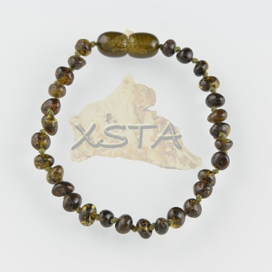 Amber teething bracelet baroque green polished Amber teething bracelet baroque green polished
