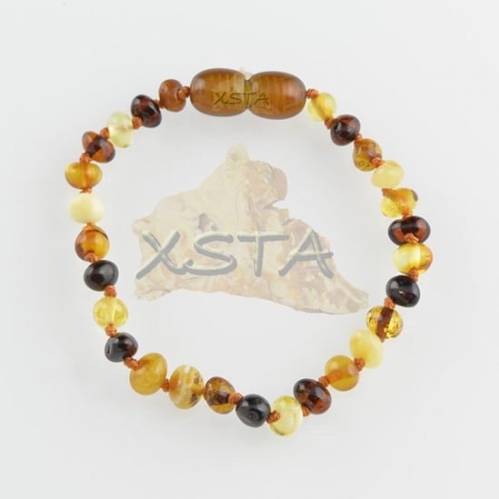 Amber teething bracelet baroque multi polished Amber teething bracelet baroque multi polished