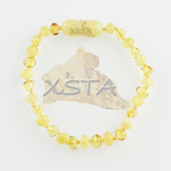 Amber teething bracelet baroque yellow matte polished Amber teething bracelet baroque yellow matte polished