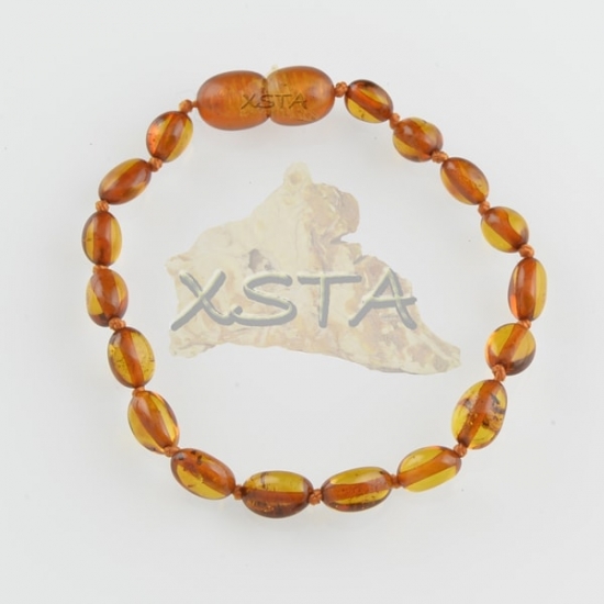 Amber teething bracelet olive cognac polished Amber teething bracelet olive cognac polished