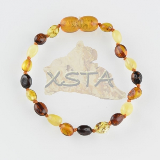 Amber teething bracelet olive multicolour polished Amber teething bracelet olive multicolour polished