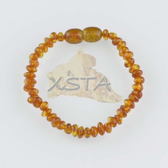 Amber teething bracelets Polished cognac Amber teething bracelets Polished cognac