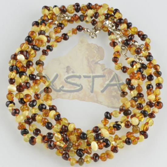Amber teething necklace multicolour with silver Amber teething necklace multicolour with silver