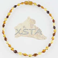 Amber teething necklace olive multicolour polished