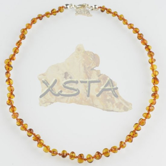 Amber teething necklace with silver