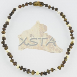 Green white raw teething necklace