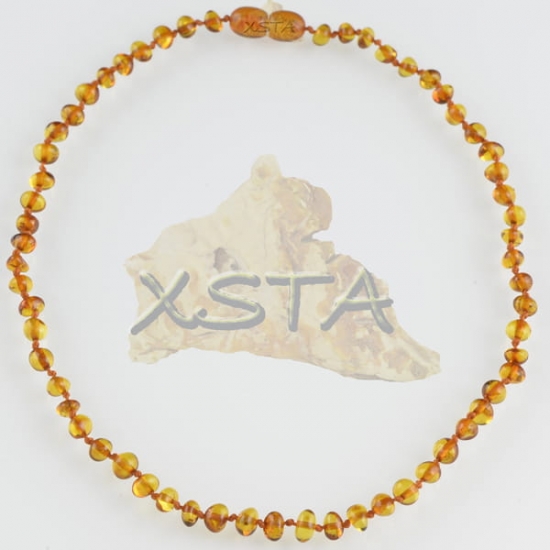 Light cognac polished teething necklace