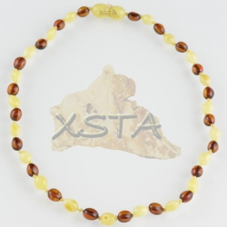 Olive polished matt dark cognac amber teething necklace