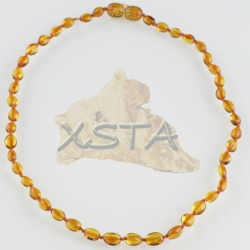 Oval olive cognac polished teething necklace