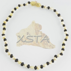 Raw white black amber teething necklace