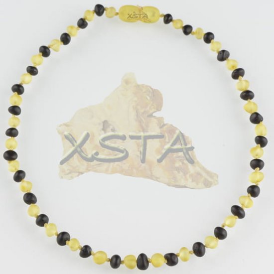 Raw yellow black amber teething necklace