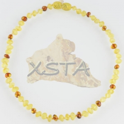Teething amber necklaces dark cognac raw yellow