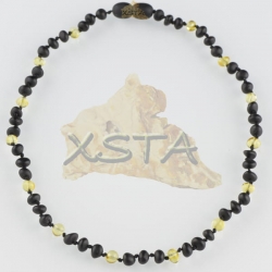 Teething babies necklaces raw black polished yellow