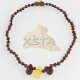 Teething baby necklace cherry amber with leaves