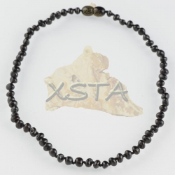 Teething necklace baroque black polished