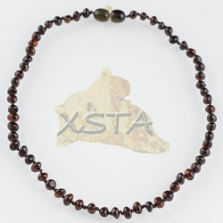 Teething necklace baroque dark cherry polished