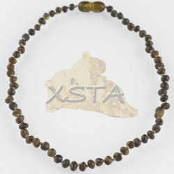 Teething necklace baroque dark green raw