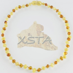 Teething necklace baroque light cognac matt polished