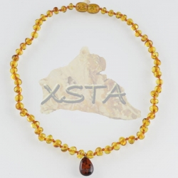 Teething necklace polished  cognac
