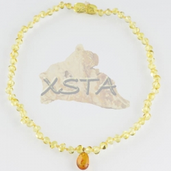 Teething necklace polished yellow color with pendant