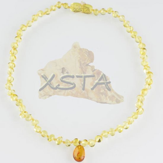 Teething necklace polished yellow color with pendant