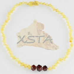 Teething necklace with cherry hexagon beads