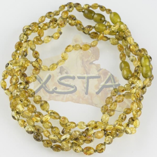 Polished light green olive teething necklace Polished light green olive teething necklace