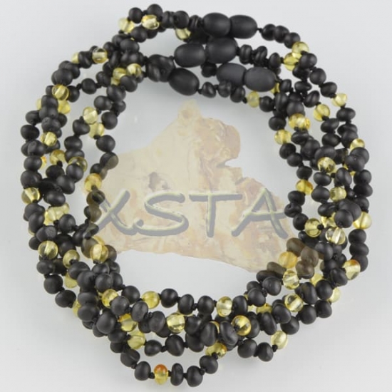 Teething babies necklaces raw black polished yellow Teething babies necklaces raw black polished yellow