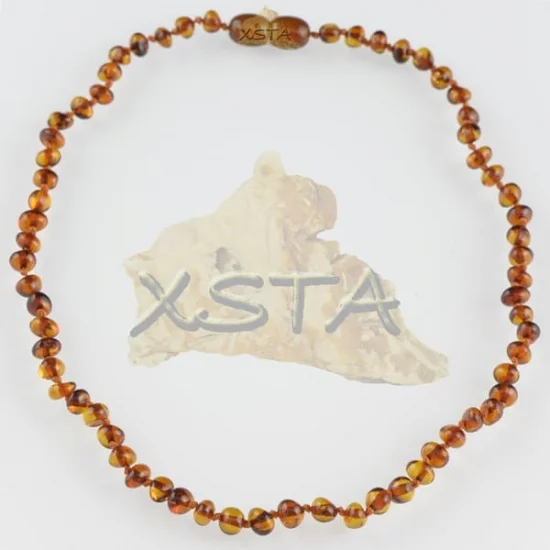 Dark cognac teething necklace for baby
