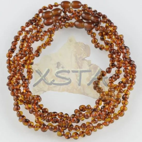 Dark cognac teething necklace for baby
