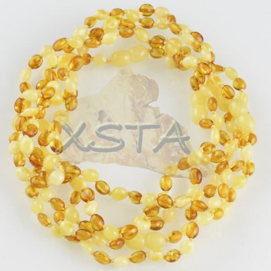 Olive polished matt honey amber teething necklace