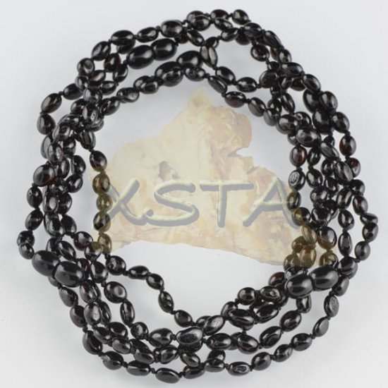 Olive Black polished teething necklace